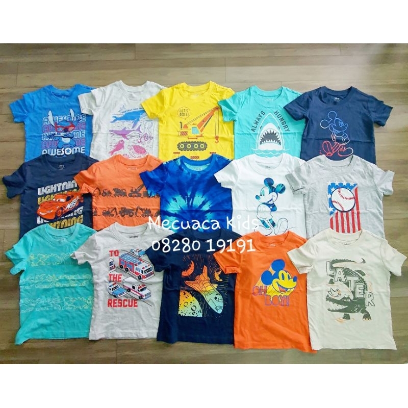 Áo phông cộc tay thun cotton mềm mịn JB xuất dư xịn cho bé trai hình ô tô, khủng long,xe công trình