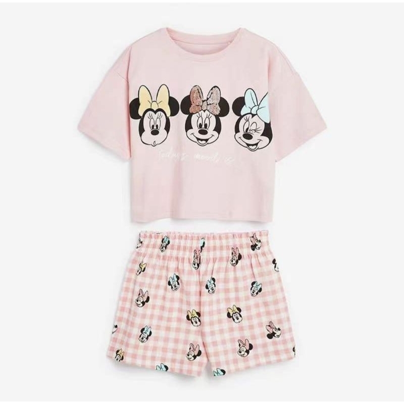 Bộ cộc tay thun cotton Mickey MW cho bé gái