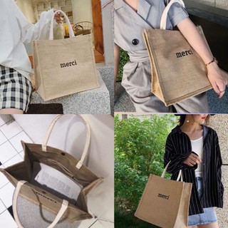 Túi cói merci đi biển vintage,  cách hàn quốc