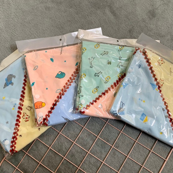 Yếm cho bé, Khăn Yếm tam giác xô cúc bấm xuất nhật, 100% cotton họa tiết dễ thương