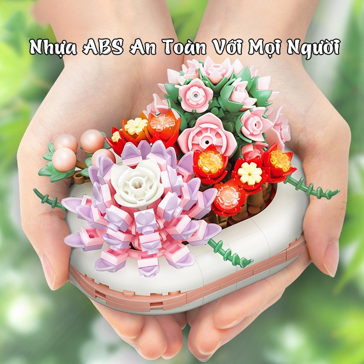 Mô Hình LEGO Cây Anh Đào Và Hoa Sen Đá / Cánh Hoa Đào Đổi Màu Đỏ Khi Có Nắng