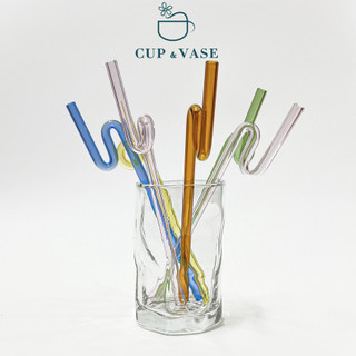 Ống Hút Thủy Tinh Thổi Tay CUP & VASE Kiểu Dáng Sáng Tạo