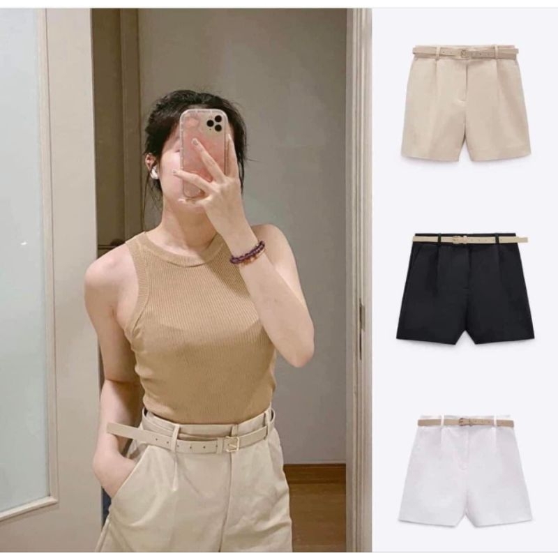quần short vải kèm đai Zara Authentic