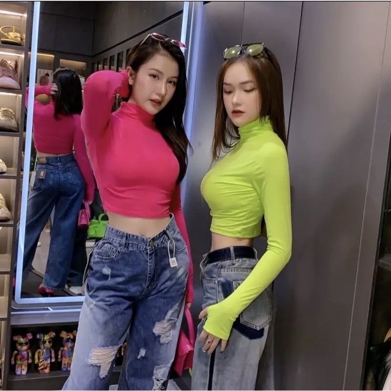 ÁO THUN CỔ LỌ TAY DÀI CÓ XỎ NGÓN SIÊU HOT CL9