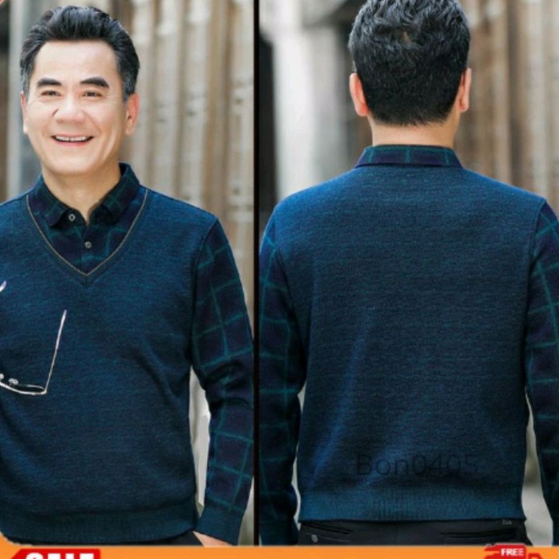 Sẵn Áo Len Nam Trung Niên Lót Nỉ Cho Bố Cho Ông.