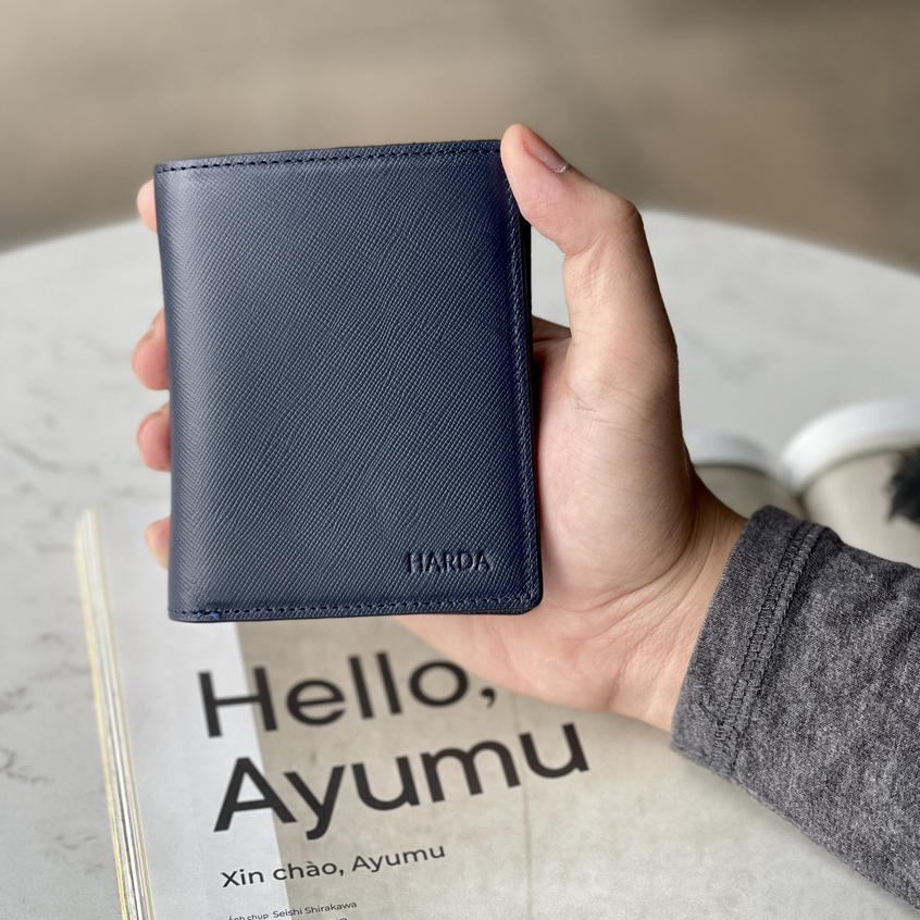 Ví da bóp da Harda form đứng kèm lá chất liệu da Saffiano cao cấp