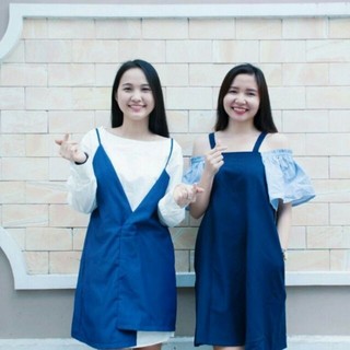 Set đầm yếm và đầm trắng bên trong
