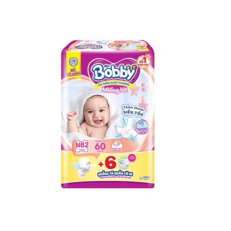 《HCM》Miếng lót sơ sinh dùng chung tã vải cho bé dưới 5kg Bobby NB1-108+/NB1-64+6/NB2-60+6 💝Huggies NB1-108+9 / Nb2-60