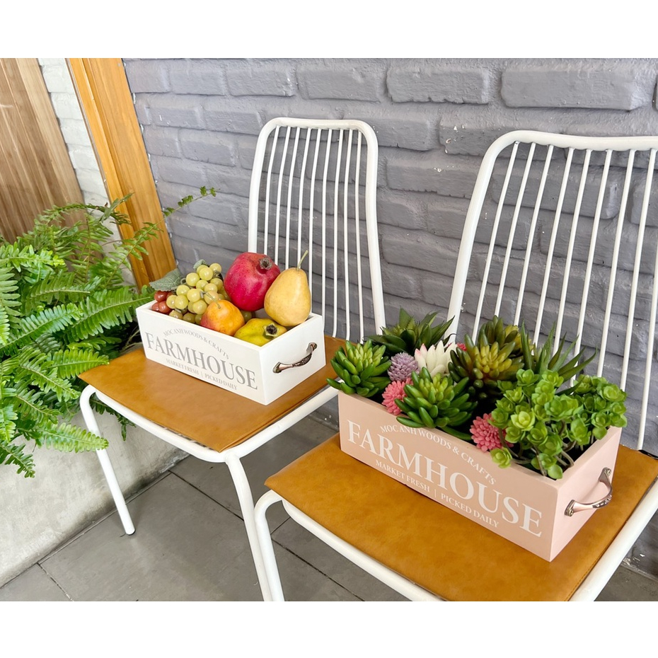 Giỏ hoa Decor Trang Trí Nhà Cửa, Giỏ Gỗ Quai Cầm Vintage Kích Thước 28x14x11cm