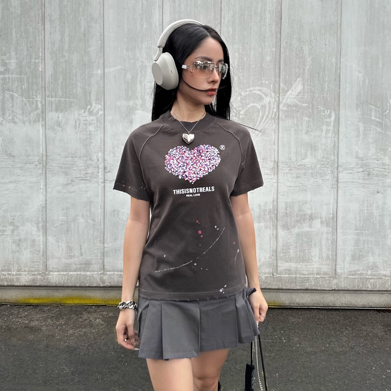 Áo thun Boxy THISISNOTREALS RealLove Wash / Grey