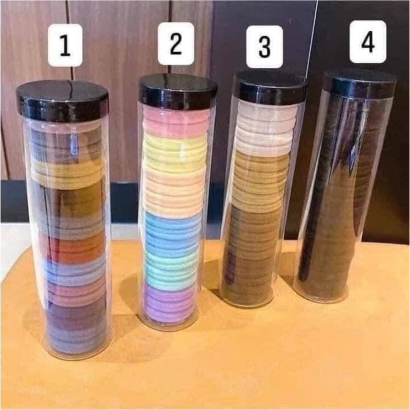 Hộp 20 chun buộc tóc thời trang màu trơn, nhiều màu co giãn Misyhome