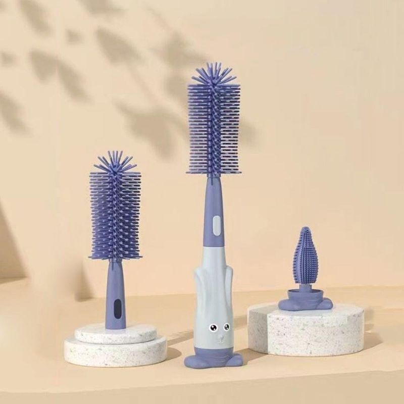 Bộ Cọ Rửa Bình Sữa Silicon Cao Cấp 3 in 1, Mẫu Thỏ 2023