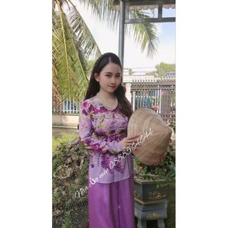 Bộ bà ba lụa in 4d, có tách áo lẻ