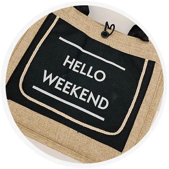 Túi cói đi biển phong cách vintage Hello weekend, hoa văn,... hot trend - TC01