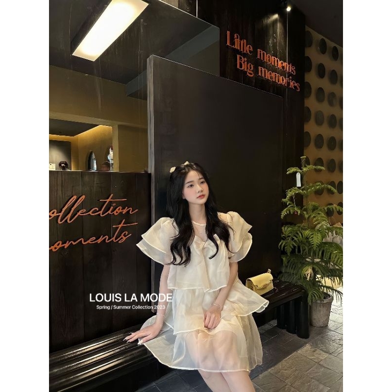 ( Ảnh Chính Chủ ) Váy Tơ Baby Doll Nơ Ngực Ba Tầng Bồng Bềnh Diệu Linh Mặc