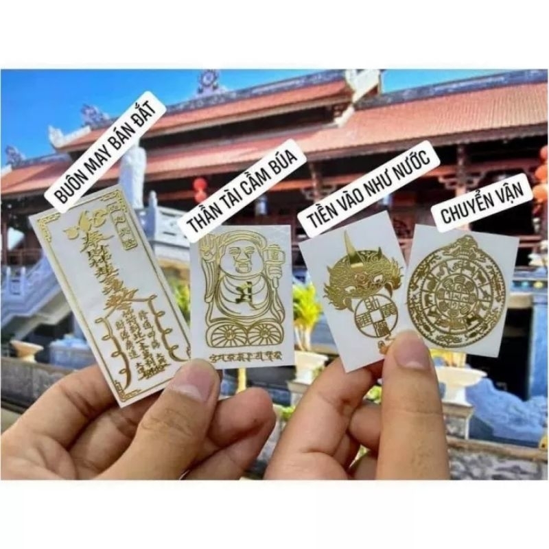 Coombo 4 linh phù may mắn cải vận Tiền Vô Như Nước , Thần Tài Cầm Búa , Chuyển Vận 12 Con Giáp , Buôn May bán đắt