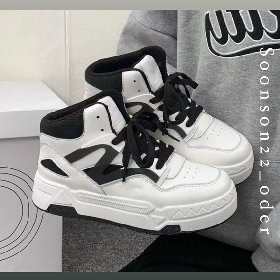 (ODER) Giày Thể Thao Sneaker hối trắng đen cổ cao cực teen