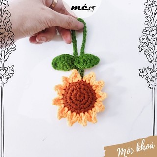 Móc treo túi đan len hình hoa hướng dương nhỏ đáng yêu