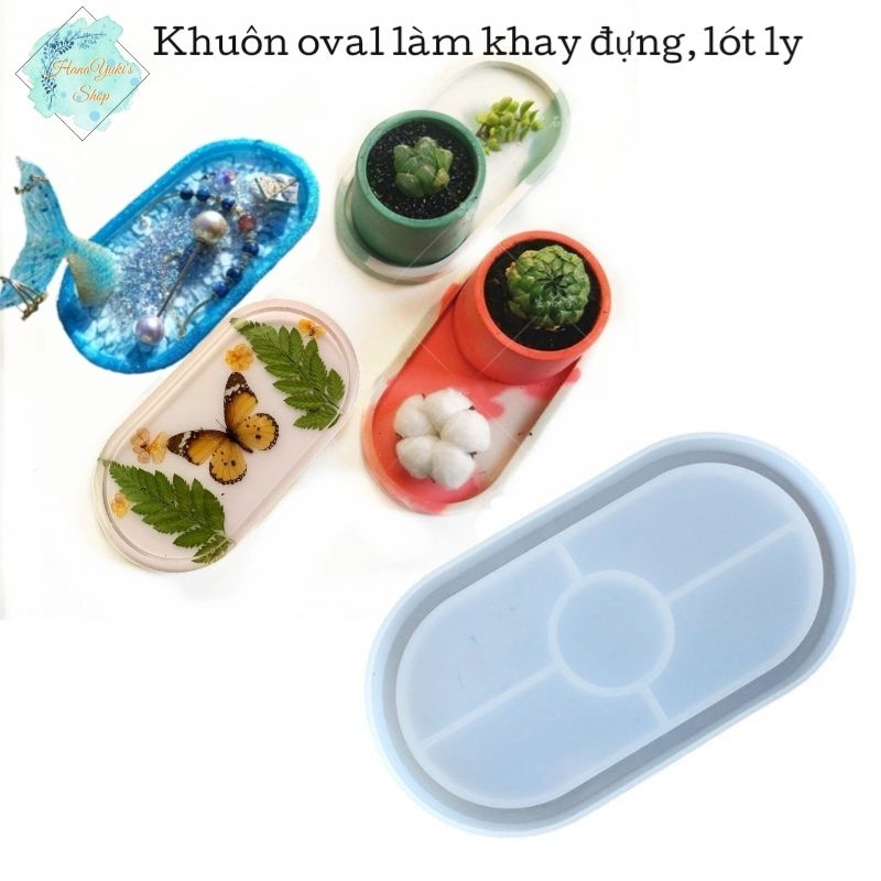 Khuôn silicone hình oval làm dĩa, khay nhỏ dùng trong sáng thủ công re