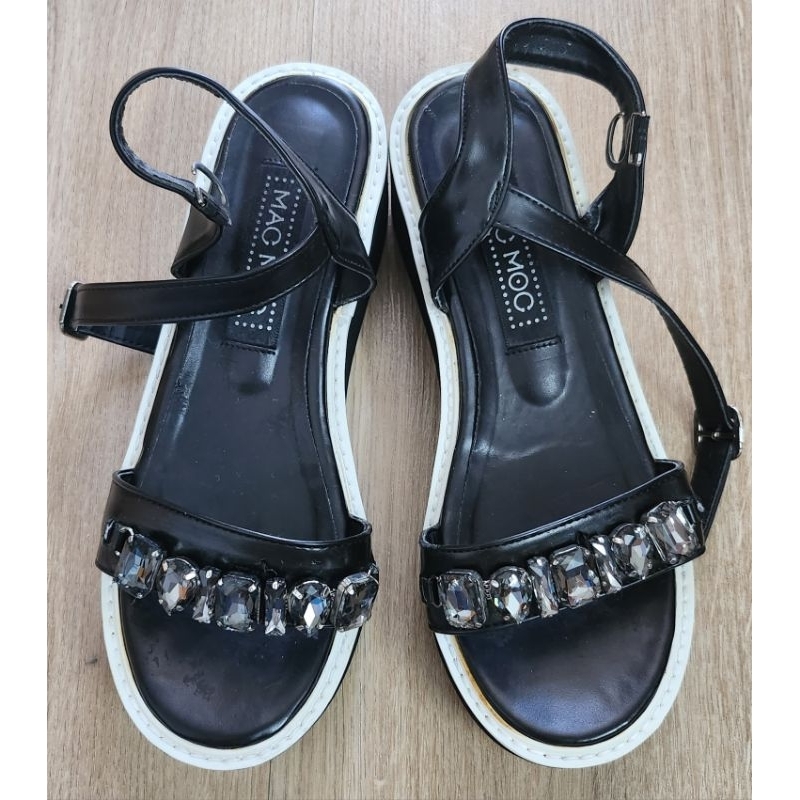 Giày sandal flatform bánh mì Korea size 37-38 đính hạt like new