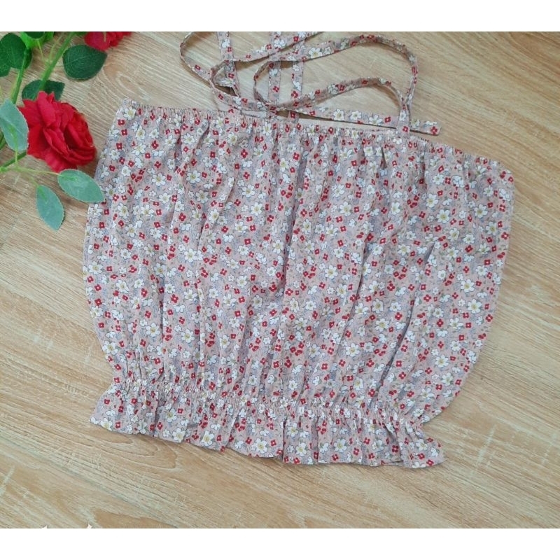 Áo 2 dây croptop hoa nhí