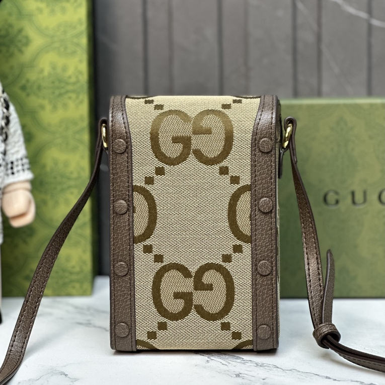 Túi đeo chéo Gucci mini nâu họa tiết GG to fullbox bill thẻ LA on web