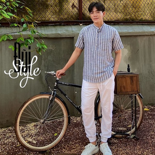 A01 - áo vải đũi tn 4 cúc, dáng chui