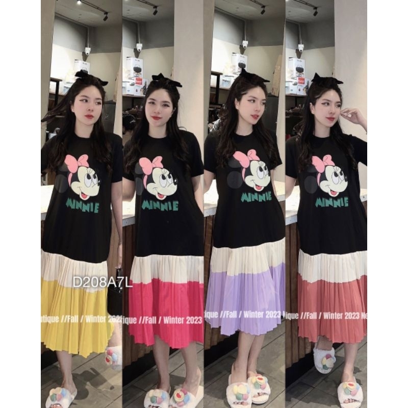 ĐẦM THUN SUÔNG BIGSIZE ĐẦM DÁNG DÀI COTTON IN HÌNH FORM XUÔNG PHỐI BÈO XẾP LY TẦNG DỄ THƯƠNG