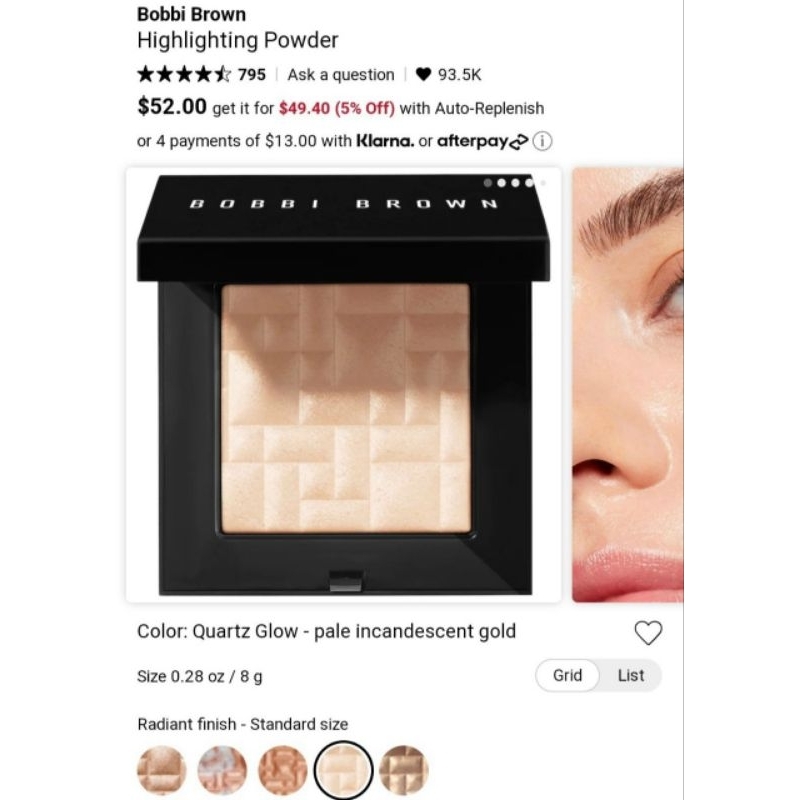 Phấn Highlight Bobbi Brown màu Quartz Glowy