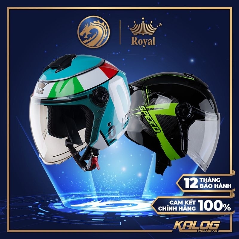 Mũ nón bảo hiểm 3/4 có kính Royal XH-01 - Royal XH01 chính hãng giá rẻ tem EGO E-3 - EGO E3 đỏ đen bóng