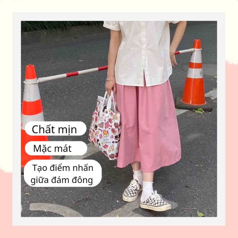 Chân váy dài đẹp bigsize dễ thương phong cách hàn quốc,chân váy dài qua gối cho người thấp trẻ trung màu hồng 09