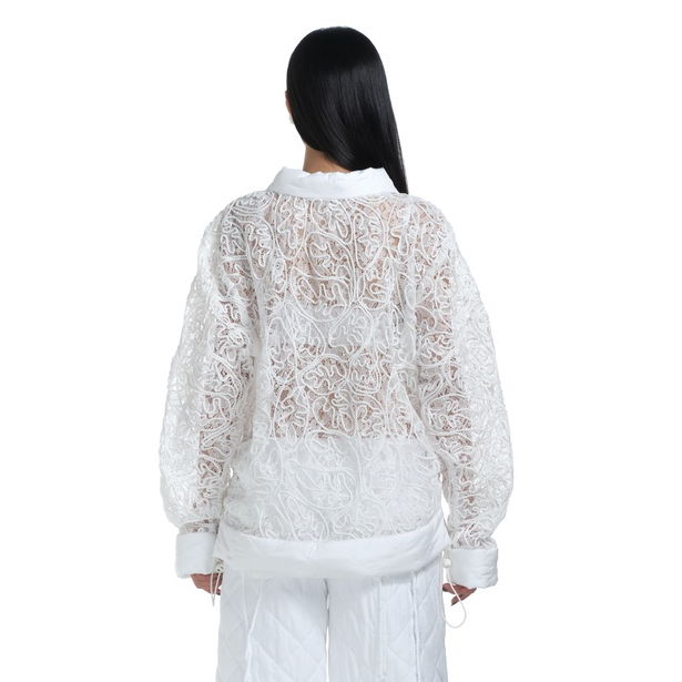 Áo phao ren HeartBurn trắng  không kèm bra