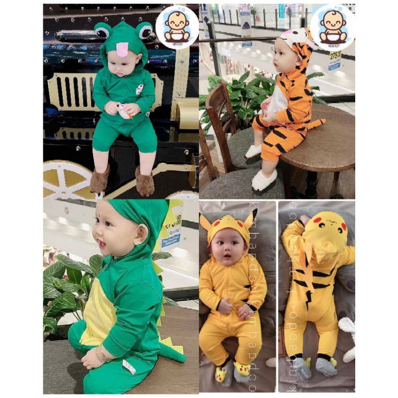 Body hình thú cotton dài tay cho bé từ 4-18kg chất cotton mềm mịn co dãn thấm hút mồ hôi rất tốt