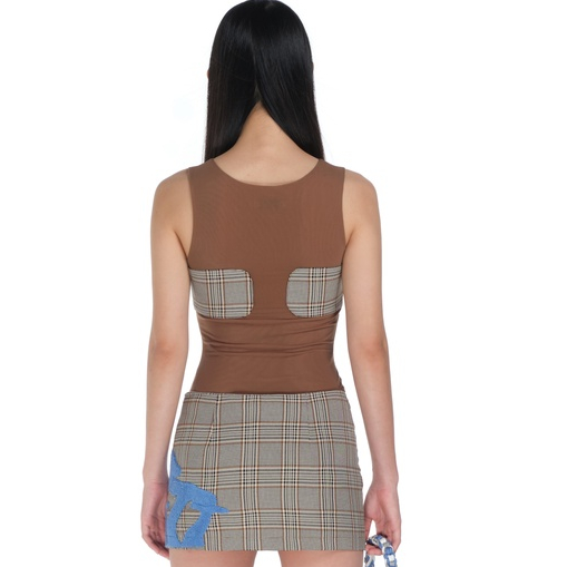 Áo voan nâu caro HeartBurn