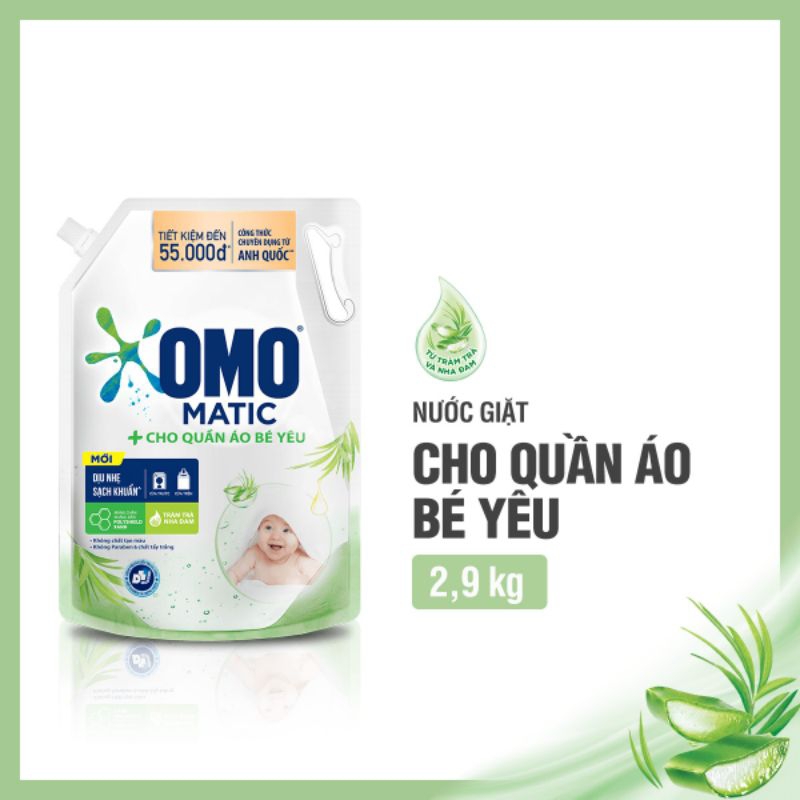 Nước giặt Omo matic cho quần áo bé yêu 2.9kg