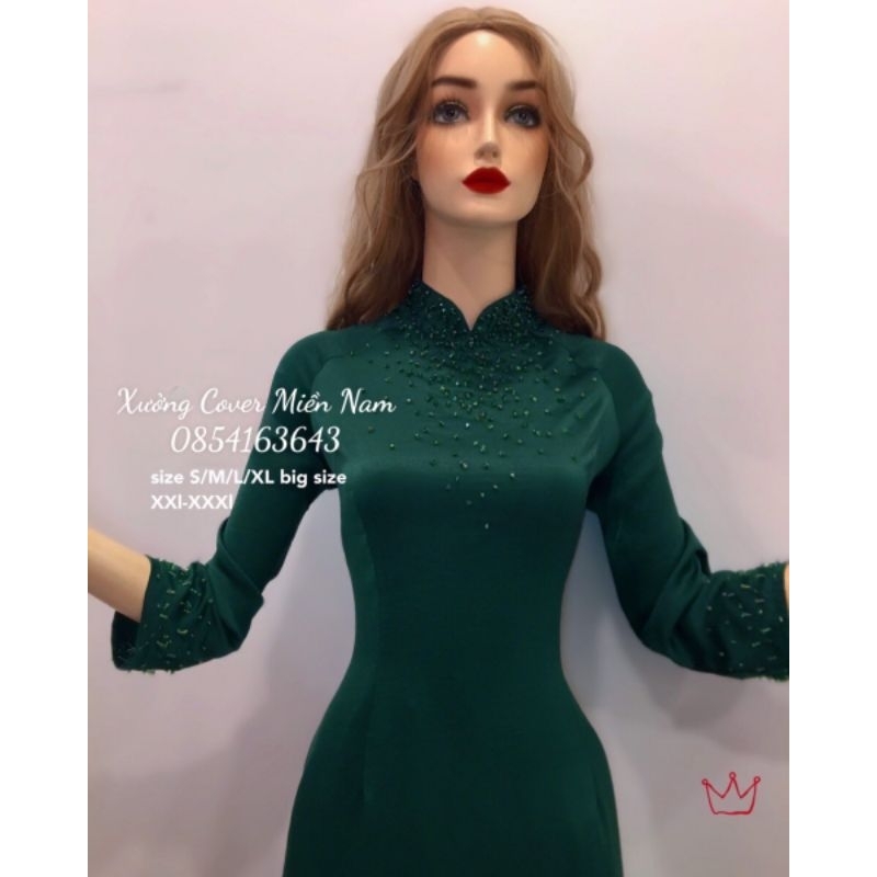 áo dài sui gia mẹ, kết hạt lấp lánh sang trọng