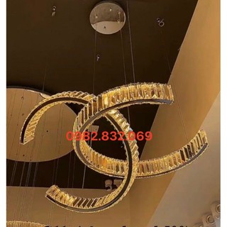 (Ảnh Thật - Giá Sốc) Đèn Thả Trần Pha Lê Bản 5cm 2 Vòng - Kích Thước 500mm Mỗi Vòng 3 Chế Độ Sáng - Điều Khiển Từ Xa