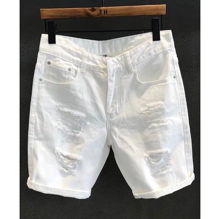 Quần short jean nam rách bụi phong cách vải dày mềm thấm hút tốt