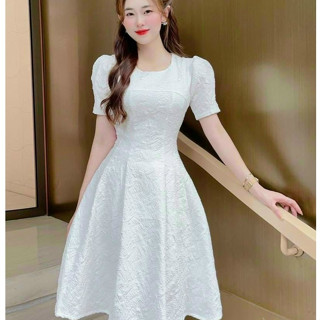  Đầm dự tiệc maxi cổ tròn tay ngắn thời trang nữ sang chảnh dự tiệc chất gấm váy xoè siêu xinh tôn dáng trẻ trung 