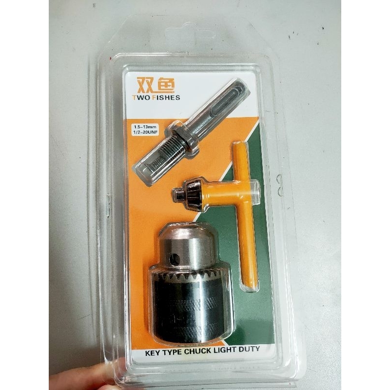Đầu chuyển 1.5-13mm đầu kẹp mũi khoan, Đầu khoan bộ 3 món hiệu TWO FISHES chính hãng