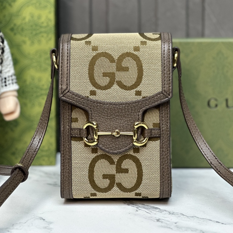 Túi đeo chéo Gucci mini nâu họa tiết GG to fullbox bill thẻ LA on web