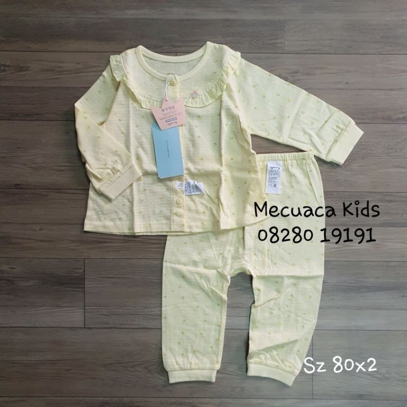Bộ dài tay cotton thông hơi nằm điều hòa Agabang xuất Hàn dư xịn cho bé gái