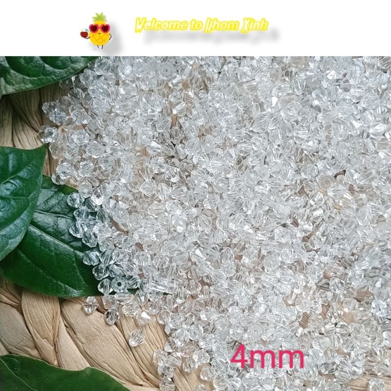 TKX53 gói 200 hạt cườm pha lê hình nón nhựa trang trí quần áo làm handmade nguyên liệu may mặc