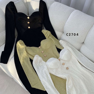Đầm body dáng dài MILINAA phù hợp các bữa tiệc, chất vải ren mới lạ, đầm body tay dài C2704