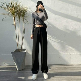 Quần tây suông ống rộng lưng cao bigsize