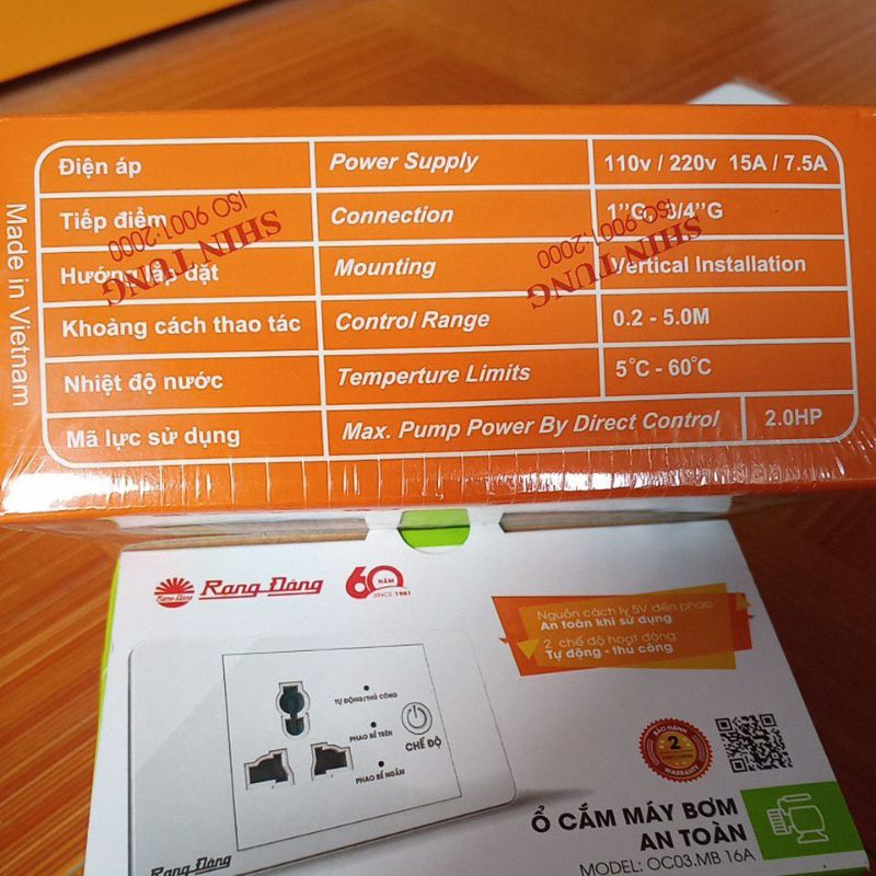 COMBO Ổ Cắm Máy Bơm An Toàn Rạng Đông Cấp Nguồn 5V Cho Phao Điện Model: OC03.MB 16A & phao điện bồn nước ONPAS