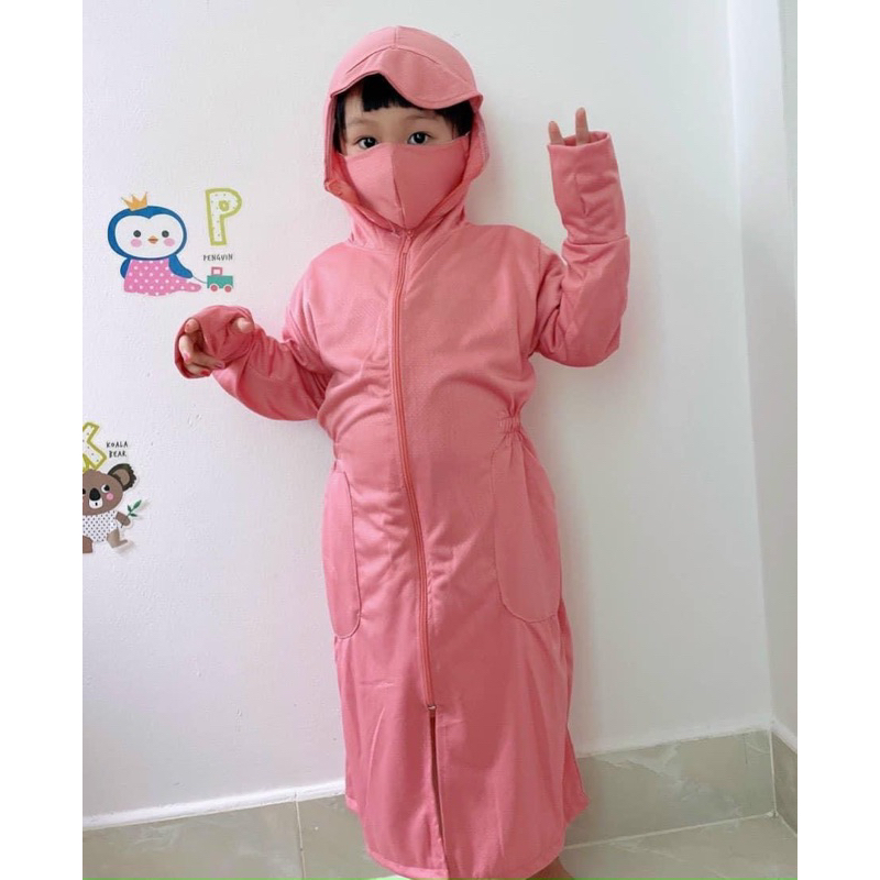 Áo chống nắng liền thân cho bé 9-32kg, Tặng kèm khẩu trang