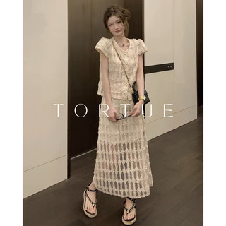 [Sẵn] V133 Set áo váy dài thiết kế tết hoa sang trọng nhẹ nhàng phong cách Pháp Retro Vintage Taobao mới 2023