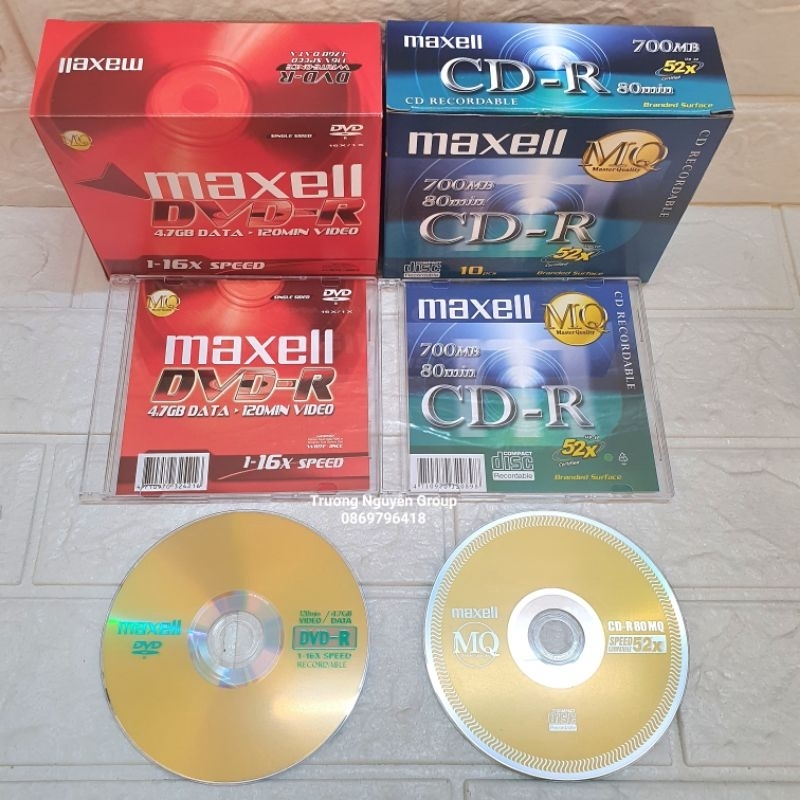 Bộ 10 Đĩa Trắng Maxell Cd-r  DVd-r Có vỏ hộp Chất Lượng Cao - Ghi Dữ Liệu Phần Mềm Hình Ảnh Nhạc Video Kèm Hộp Vỏ Chính
