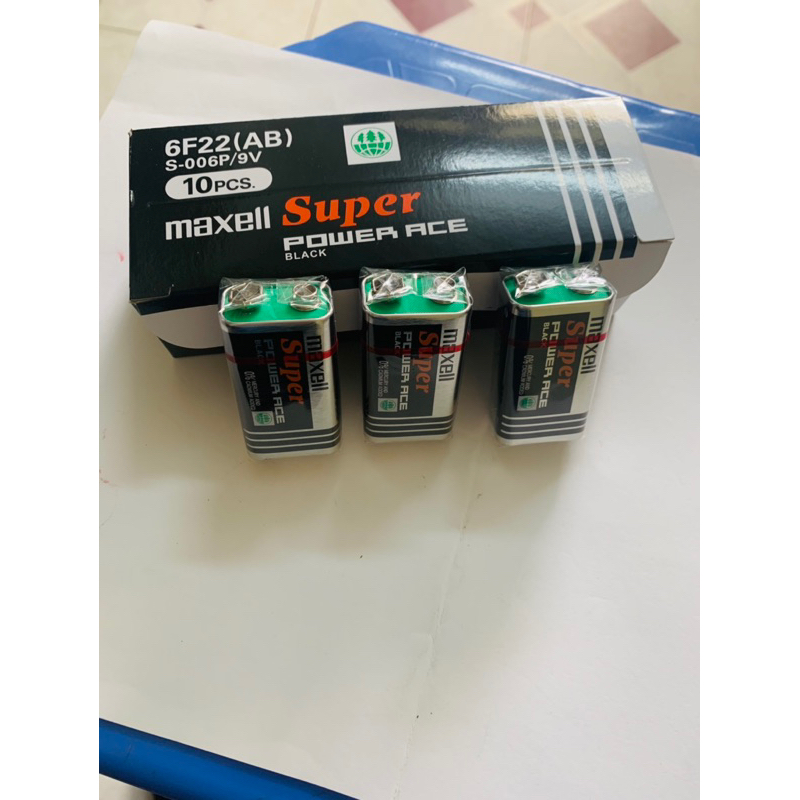 Hộp 10 viên Pin vuông 9V MAXELL carbon chính hãng hộp 10 viên